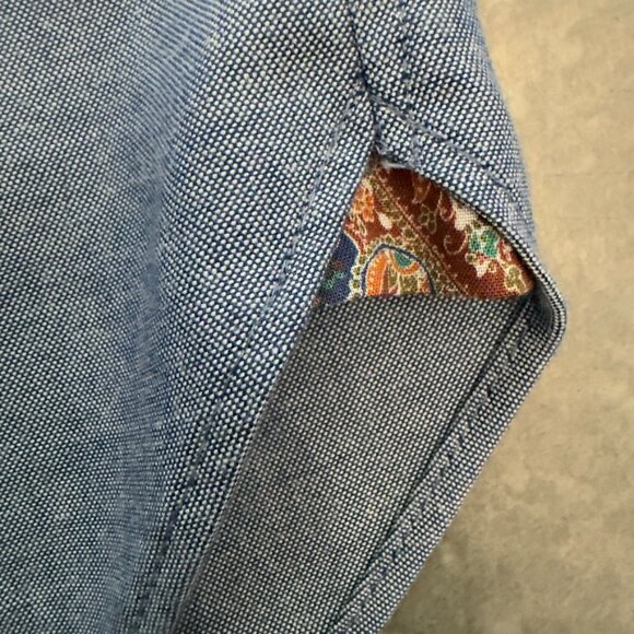 Paul Fredrick Classic Fit Chambray Button-Front Shirt – Size Large - Picture 7 of 11